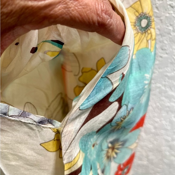 Johnny Was Silk Floral Dress with Embroidery on Shoulders S/M - Picture 5 of 7